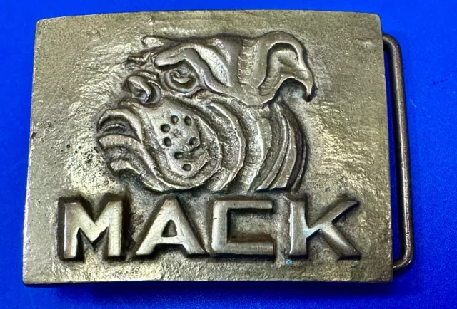 Mack Bull Dog Trucker Semi Truck Trucking Vintage Baron Solid Brass Belt Buckle