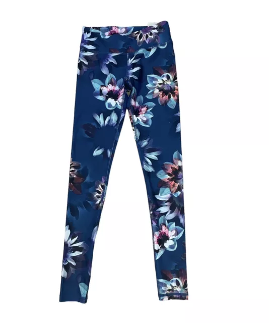 NWT Live Love Dream Womens Blue Floral Leggings Size XS Water Wicking Technology