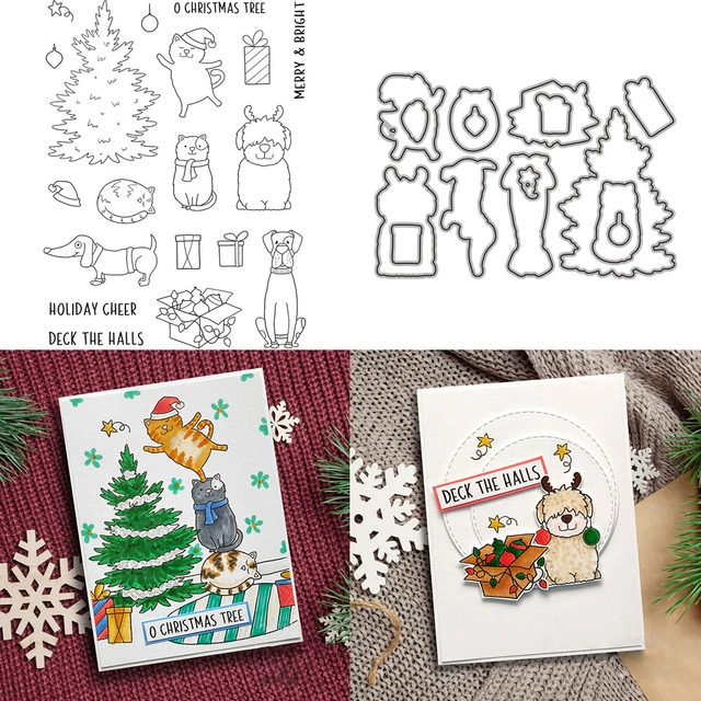 Christmas Tree Clear Stamp Cutting Dies Set for DIY Scrapbooking Making Cards