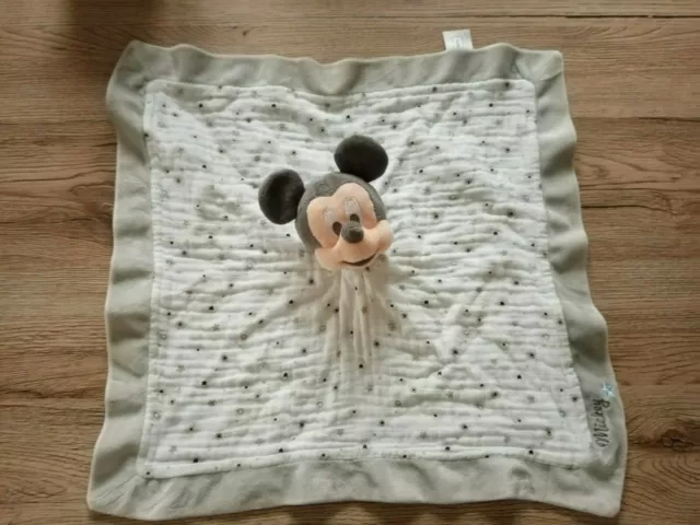 doudou plat lange Mickey gris blanc étoiles DISNEY BABY pas servi 4 dispo