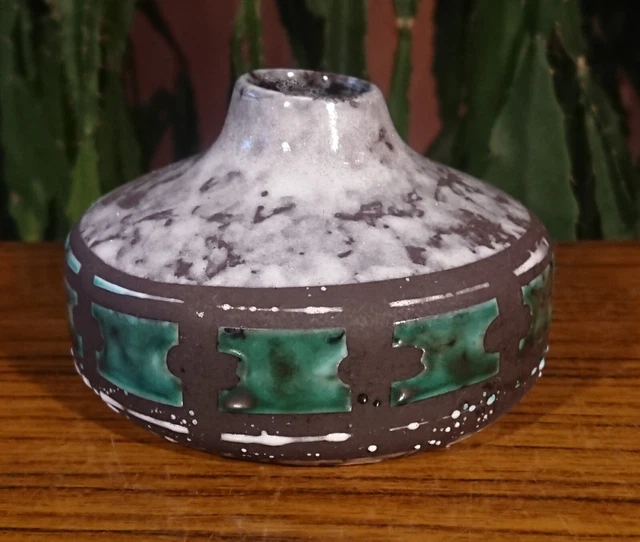 FuxFuis Antike Keramik Vase Boho - Rustikale Blumenvase 14x14,5cm Landhausstil