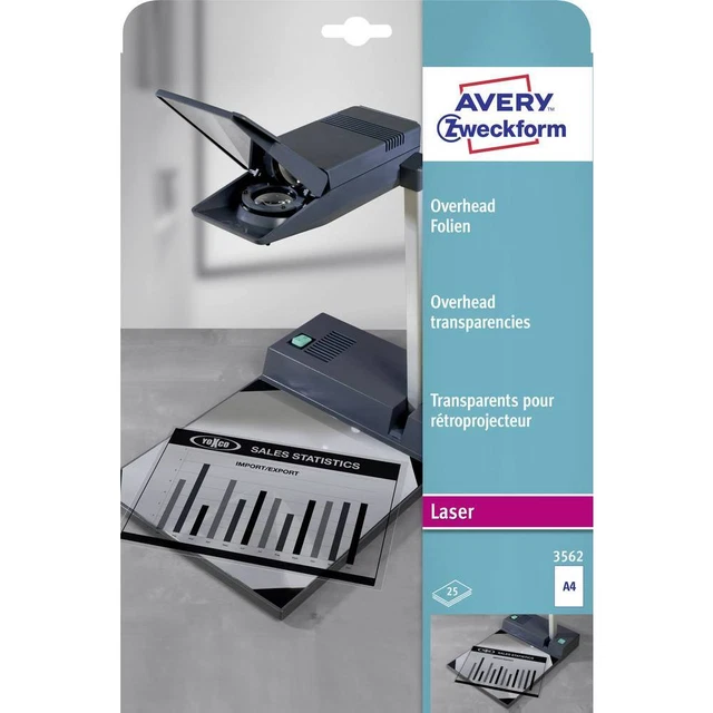 Avery-Zweckform 3562 Transparent pour rétroprojecteur A4 imprimante laser,