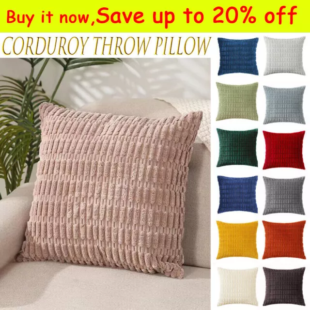 Velvet Checked Solid Cushion Cover Tartan Pillow Case 16" 18" 20" Sofa Pillows