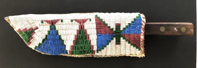 Late 19th Century Mid-West Indian Beaded Scabbard with Period Knife