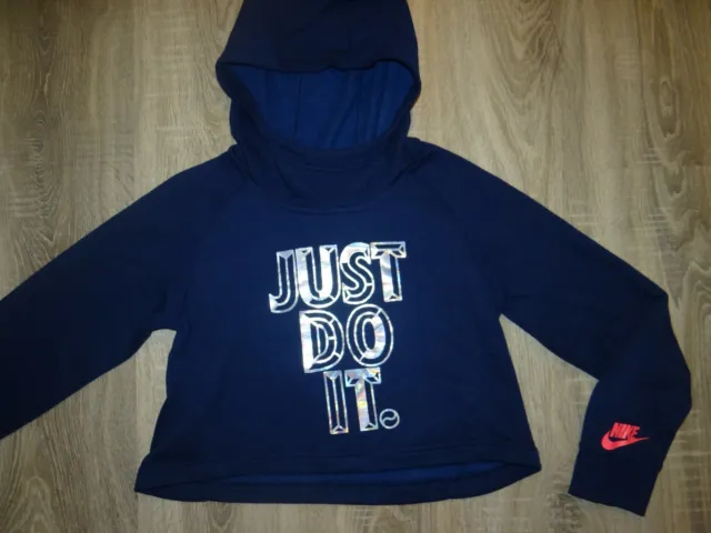 Girls NIKE crop top, crop hoodie fluo logo short hooded jacket size 12-13 years