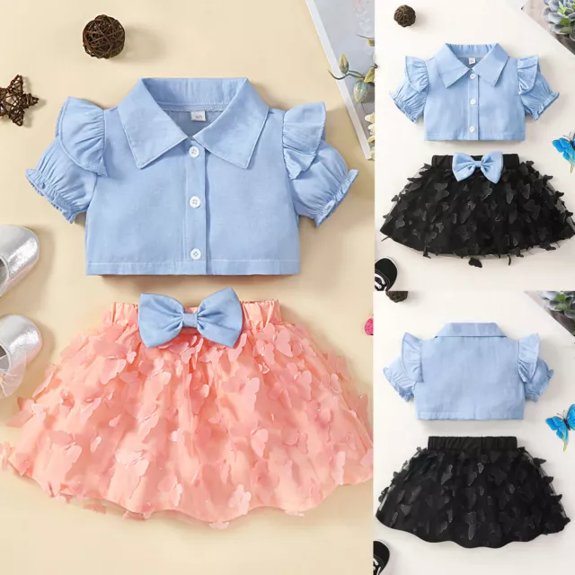 Toddler Baby Girls Summer Clothes Button Tops Shorts Skirts Outfits Sets