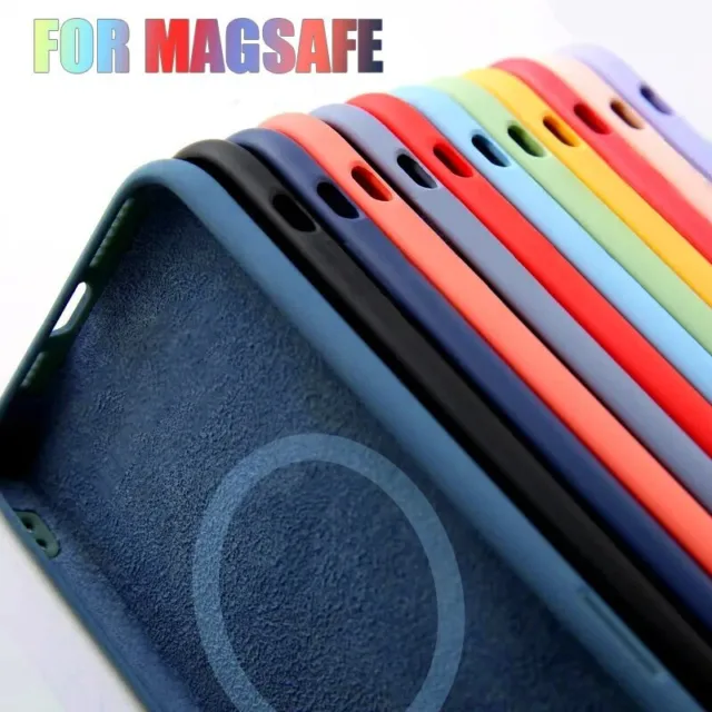 For iPhone 15 Pro Max 14 13 12 11 XS Soft Silicone Case Shockproof MagSafe Cover