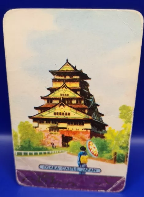 Coles Vintage.Named. Osaka Castle Japan.  Swap card. 50s  Blank Back. Fair Cond