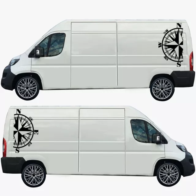 Waterproof Car RV Truck Hood Door Sticker Compass Decal Side Body Graphic Black