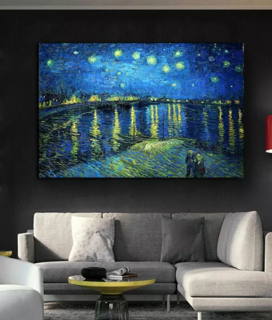 Vincent Van Gogh Starry Night Rhone Framed Canvas Wall Art Print Or Poster Paper 2