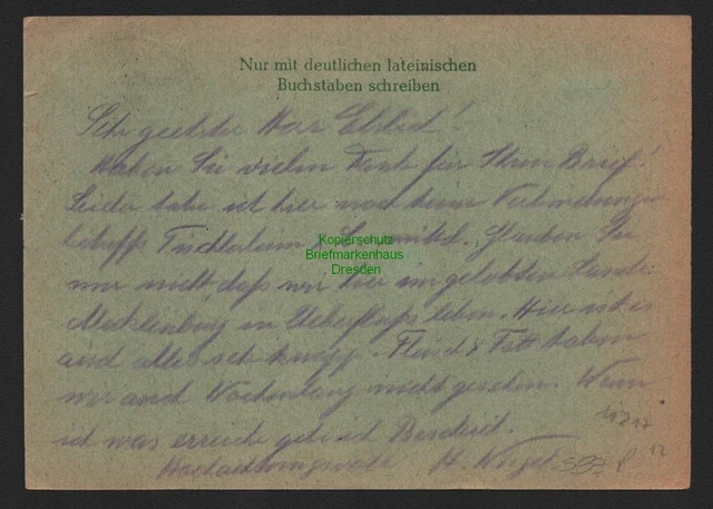 B11217 Ganzsache SBZ Mecklenburg 1945 Schwerin nach Dresden