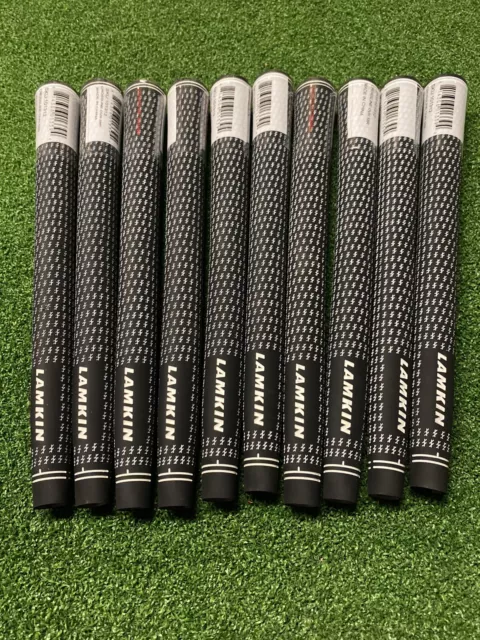 10 X Lamkin Crossline Black/White Rubber Oversize Golf Grips.  Genuine.