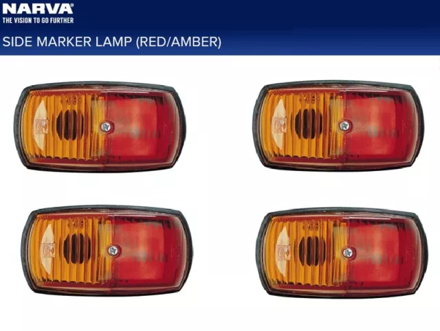 Narva Side Marker Clearance Light Red Amber Incandescent Caravan Camper 4 Pack