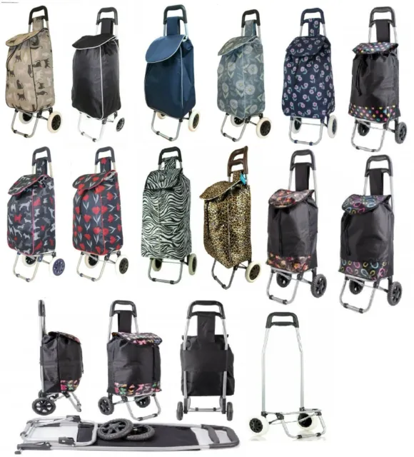 35L Large Lightweight Wheeled Shopping Trolley Push Cart Luggage Bag With Wheels