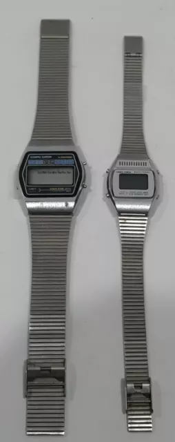 Compu Chron 2 Vintage Watches Set Stainless Steel Hong Kong As Is Retro🔥