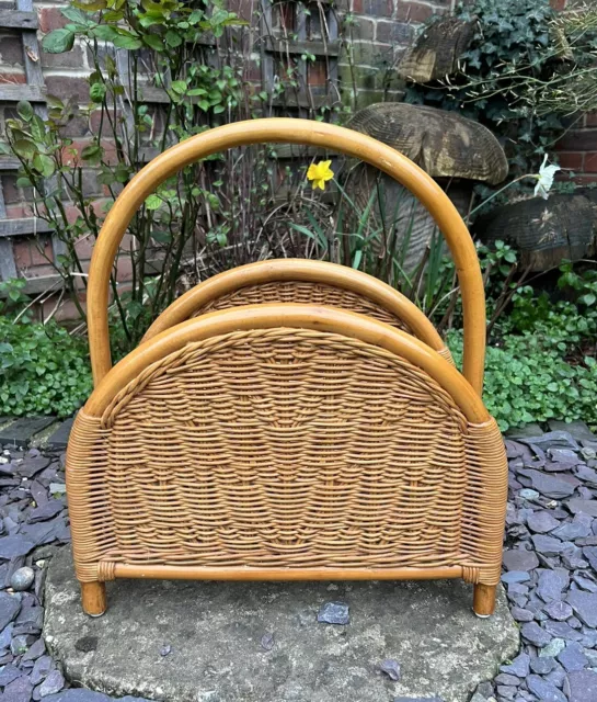 Daro Bamboo Bent Cane Magazine Rack Vintage Mid Century Rattan Wicker