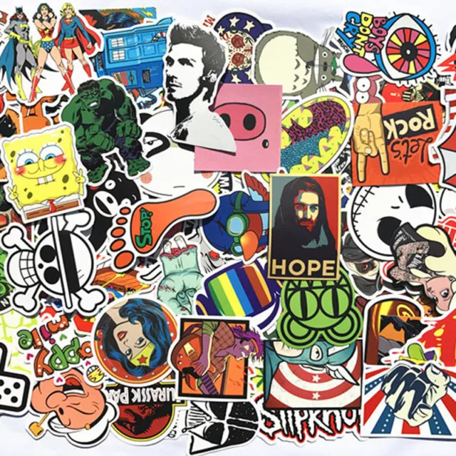 50pcs Skateboard Vinyl Sticker Skate Graffiti Laptop Luggage Car Bomb Decal Lot
