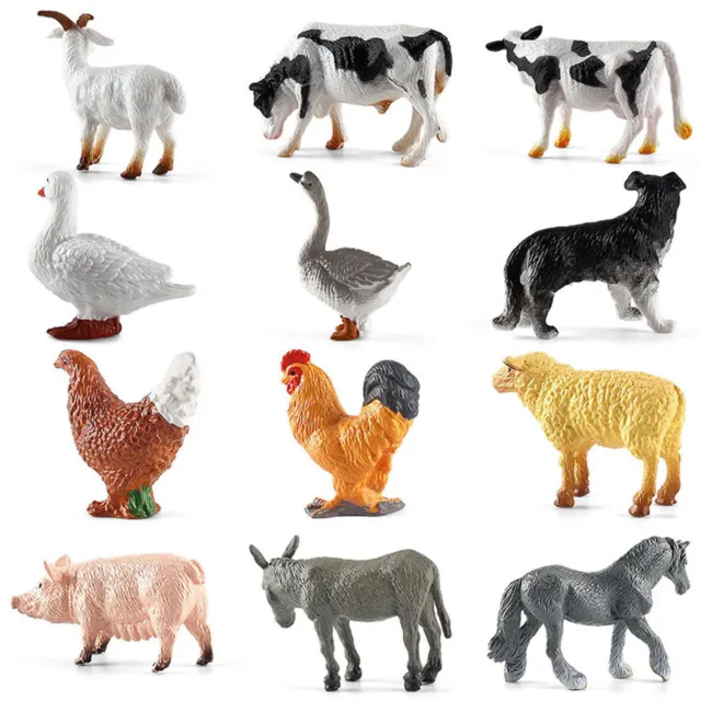 12 Piece Farm Animals Figures,Realistic Plastic Farm Animal Figurines Playset