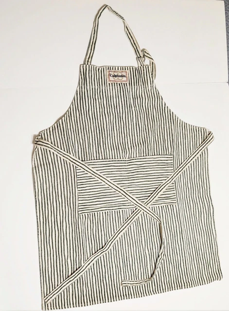 Calphalon Heavy Duty Cotton Twill Apron BBQ Grilling Green Striped One Size USA