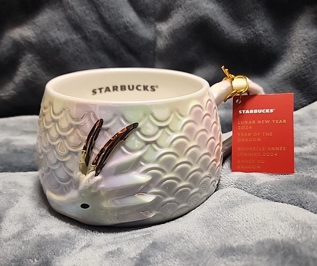 STARBUCKS LUNAR NEW Year of the Dragon 2025 Iridescent White Scale Mug