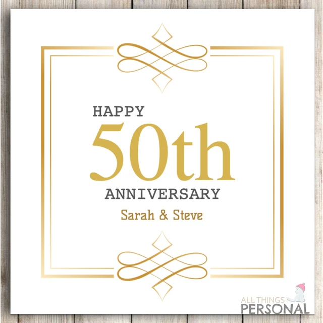 50TH ANNIVERSARY CARD for Husband Wife Golden Wedding Anniversary ...