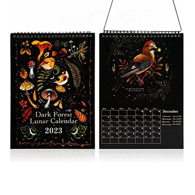 DARK FOREST LUNAR Calendar 2023 Art Wall Calendar Monthly Moon Calendar