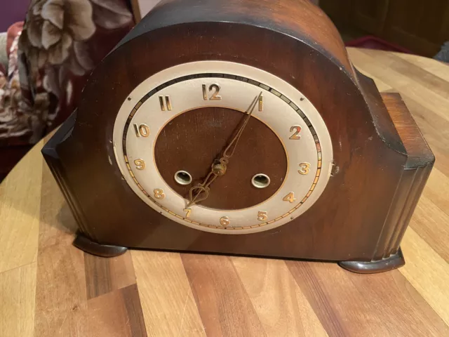 Smiths Enfield Vintage Wooden Mantel Clock Spares Or Repair