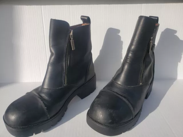 Harley Davidson Womens Leather Boots Black 8 Amherst Motorcycle Biker Moto READ