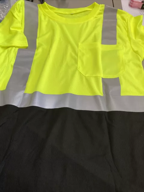 Hi Vis T Shirt  Class II Reflective Safety Lime Short Sleeve HIGH VISIBILITY Med