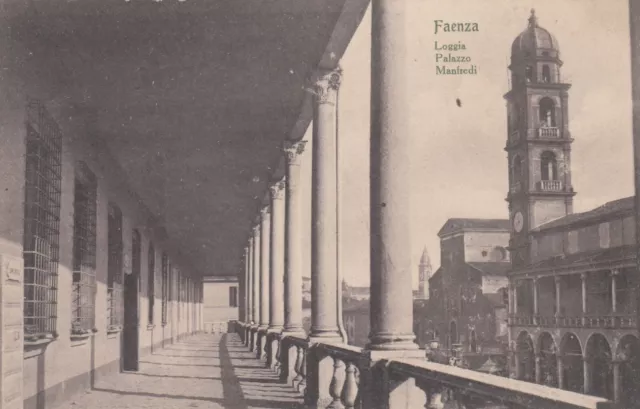 Cartolina *4 Faenza Emilia Romagna Loggia Palazzo Manfredi Storia Viaggiata 1912