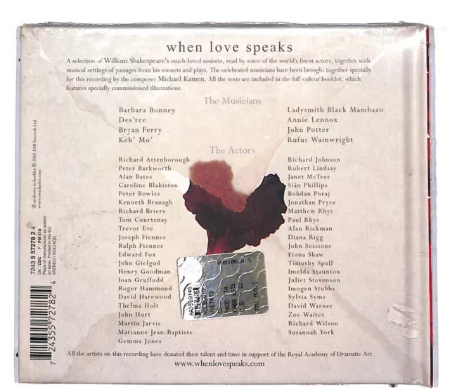 EBOND Various - When Love Speaks DIGIPACK - EMI - 7243 5 57278 2 4 CD CD109160 2