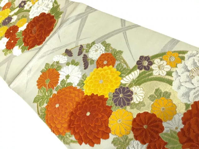 6406495: Japanese Kimono / Vintage Fukuro Obi / Woven Peony & Kiku