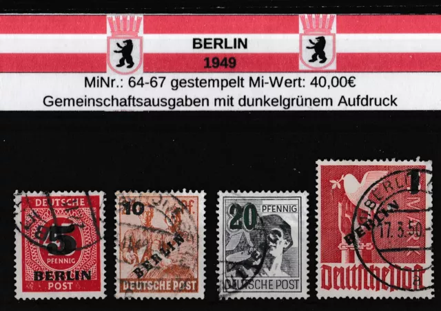 Berlin 1949 MiNr.: 64-67 gestempelter Satz Grünaufdruck