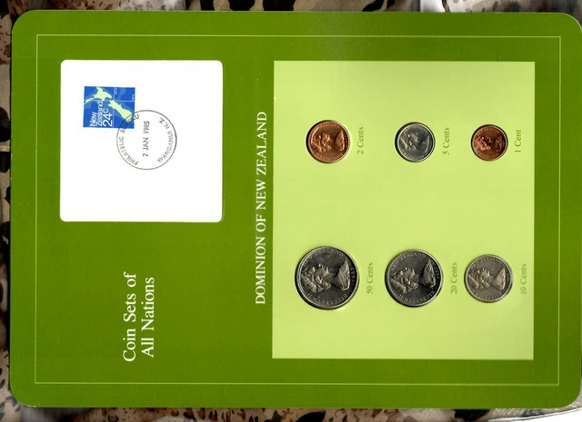 Coin Sets of All Nations New Zealand UNC 1980-1984 10 Cents 1980 50 cents 1984