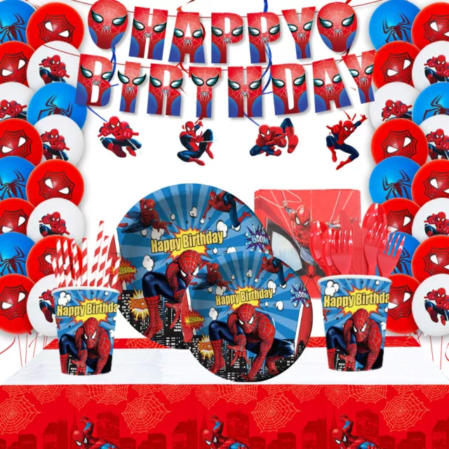 Spiderman Party Supplies Balloons Kids Birthday Decoration Tableware
