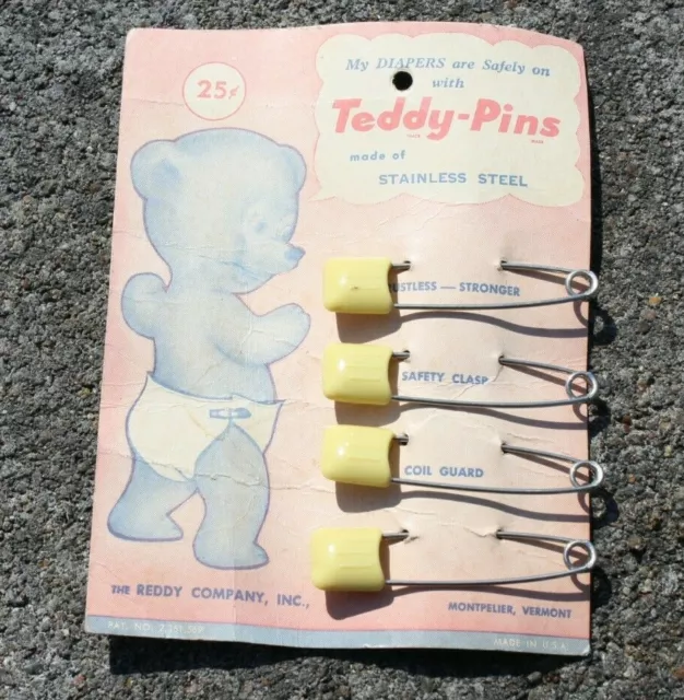 Teddy-Pins Safety Pins The Reddy Co. Inc. Made in USA diaper baby