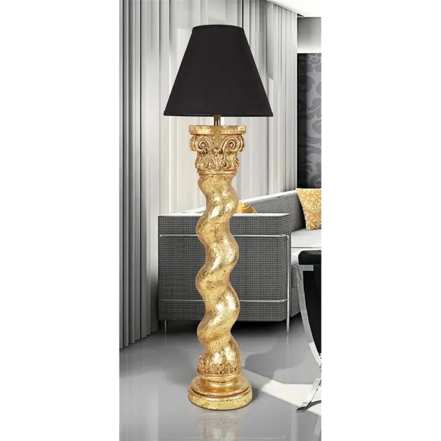 Design Toscano Bernini Barley Twist Column Gold Leaf Floor Lamp