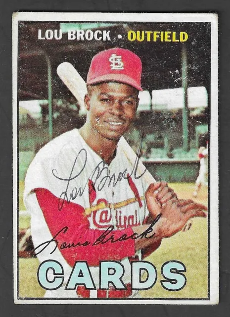 1967 Topps #285 Lou Brock SIGNED AUTO Card (d.2020) St. Louis Cardinals VSCARDS