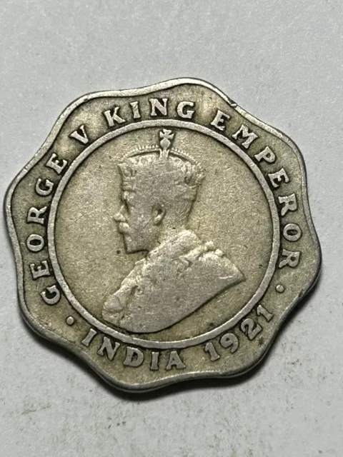 1921 Copper Nickel British India 4 Annas