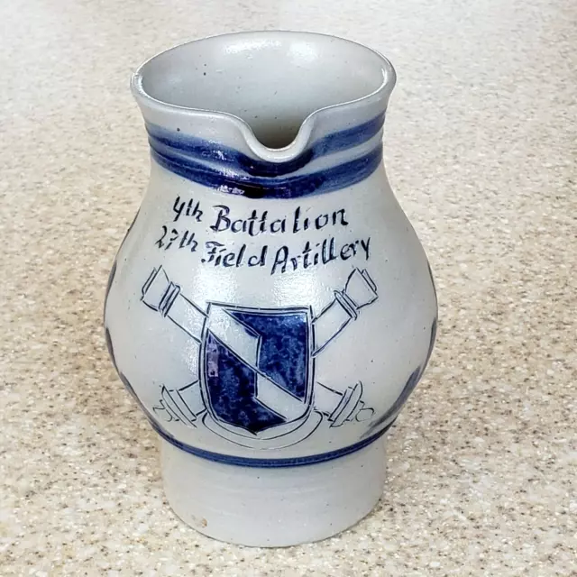 Seifert salt glaze pitcher cobolt blue 4th battalioin 27th feild artillery logo