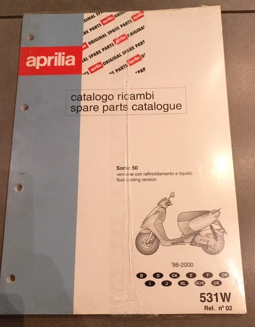 Catalogo Ricambi Aprilia Sonic 50 '98-'00 Cod 531W Rif N°02 Ultimo Pezzo