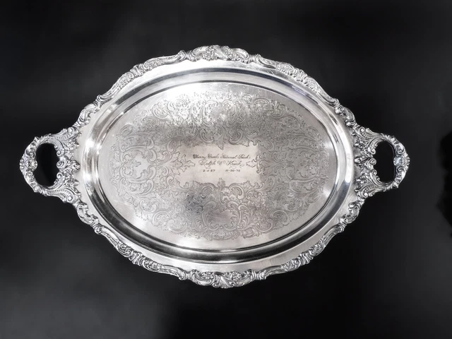 Vintage Silver Plate Serving Tray Baroque By Wallace 293F