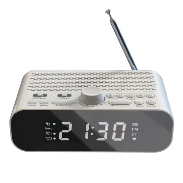 FM Clock Radio with Bluetooth Streaming Play LED Display Dual Alarm Clock 1 Y5A8