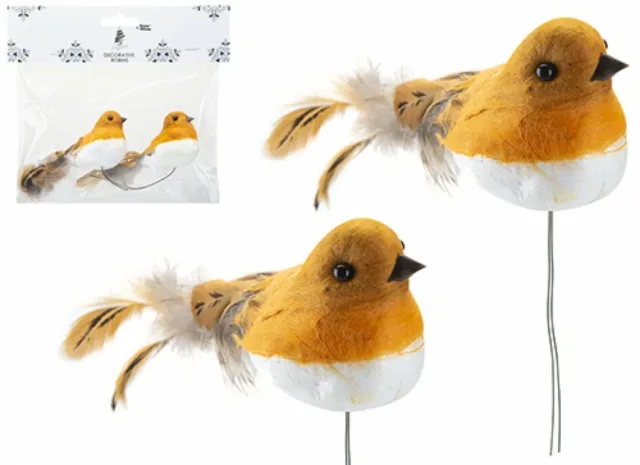 12 pcs Decorative Robins Artificial Bird Set Christmas Tree Home Office Décor