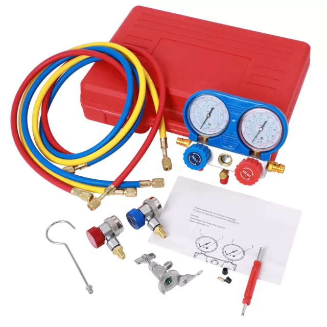 A/C Manifold Gauge Set Fits R134A R410A and R22 Refrigerants with 3 Way 5FT Hose