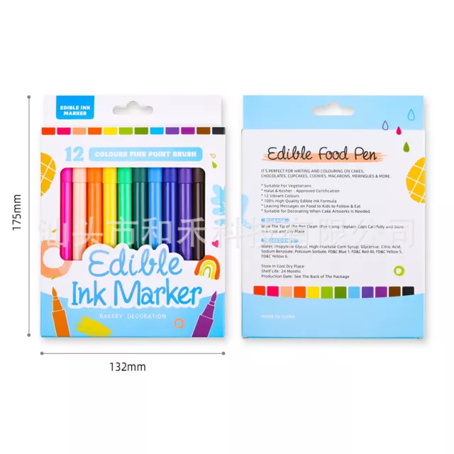 12 Colors Edible Baking Pigment Pen Food-Grade Fondant Biscuit Cake Outline Draw 2