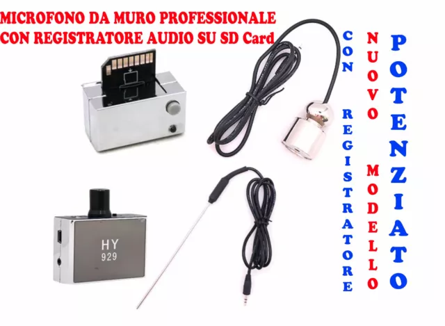 Registra Audio Microfono Professionale Spia Muro Parete Porta Soffitto Pavimento