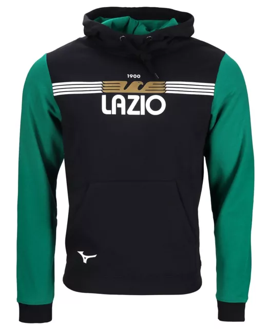 SS LAZIO MIZUNO Felpa Cappuccio Hoodie Fan wear Verde Nero Cotone