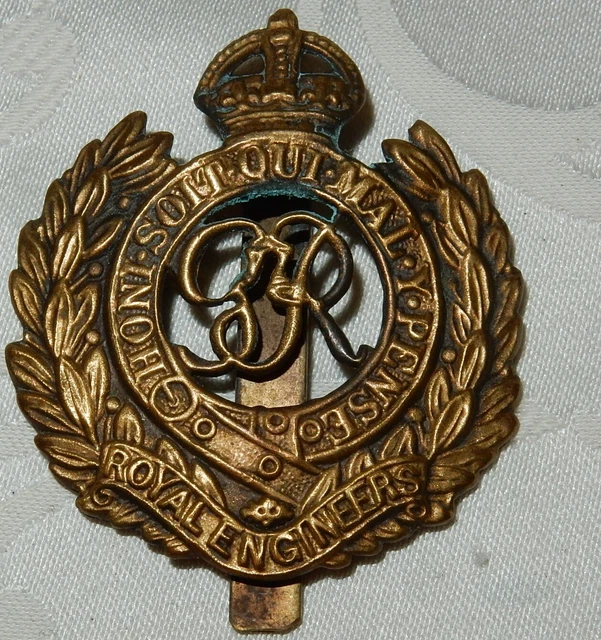 WW2 ROYAL ENGINEERS Brass Cap Badge - British Military World War Ii £3. ...