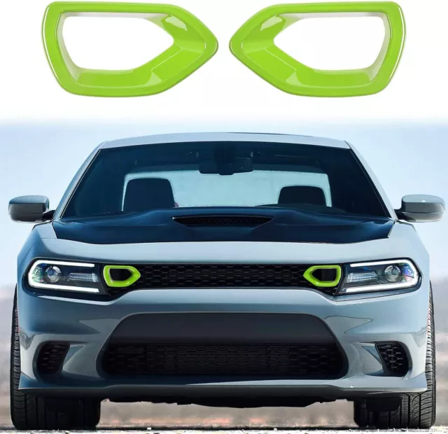 2pc Front Grille Inserts Mesh Trim Accessories for 2015-2023 Dodge Charger Green